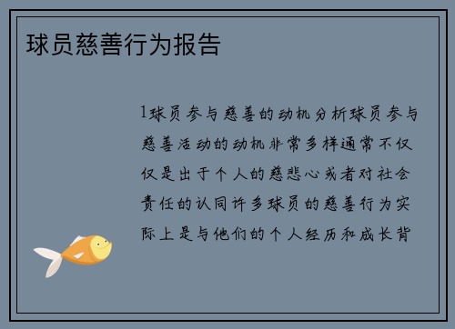 球员慈善行为报告